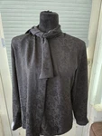 Vintage Evan Picone Petite Black Textured Button Down Shirt Sz 8 Tie Accents. Fixed Price $13.20.