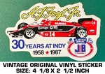 A.j. Foyt Jr - Vintage Original Vinyl Decal Sticker 30 Years At Indy Racing. Fixed Price $7.25.