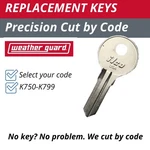 Weather Guard Toolbox Key Replacement Cut Your Code K750-K799. Fixed Price $7.99.