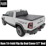 Tri-fold Flip Up Bed Cover For 2019-26 Ram 1500 5'7". Fixed Price $849.95.