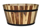 Classic Home And Garden Acacia Wood Whiskey Barrel Planter With Black Metal B.... Fixed Price $83.74.