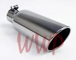 Stainless Steel Polished Angle Cut Roll Exhaust Tip 4"INLET 5"OUTLET 12" Length. Fixed Price $29.95.