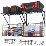 Threehio 2 Pack Garage Shelves Wall Mounted With Wire Baskets, Heavy Duty Gar.... Fixed Price $59.87.