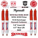 Skyjacker H7000 Shock Set 7-8" Front & 4-7" Rear For Ram W100, W150, Trailduster. Fixed Price $269.88.