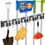 Reliahom Broom Holder Wall Mount, 2 Pack Racks With 5R4H, Black. Fixed Price $37.87.