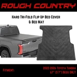 Rough Country Hard Tri-fold Flip Up Bed Cover & Mat For 22-26 Tundra W/ 67". Fixed Price $959.90.