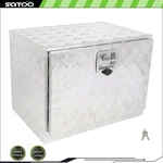 24"X 17"X18" Multifunctional Storage Tool Box For Truck W/2X Chain Silver. Fixed Price $103.55.
