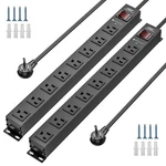 Crst 2-PACK 8-OUTLET Heavy Duty Power Strip Metal Surge Protector Wall Mount 6FT. Fixed Price $49.99.