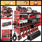 Pokipo Wall Mount Power Tool Organizer With Charging Station, 4 Layer Metal. Fixed Price $121.99.