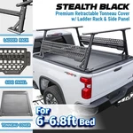 Stealth Black Mrb Retract Tonneau Cover+rack+side Panel For 2020-26 Sierra 6.8FT. Fixed Price $2898.00.